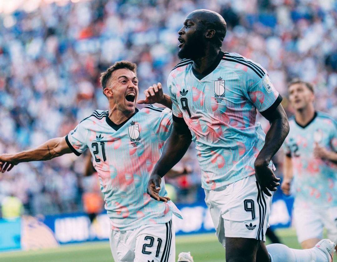 Romelu Lukaku celebrating goal fo Belgium against USA