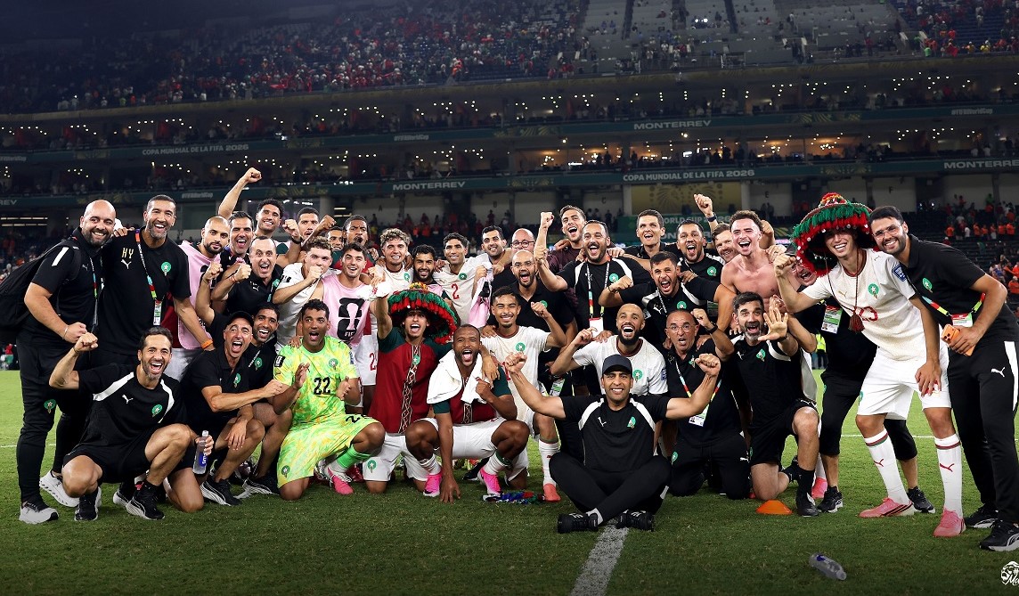 Morocco team celebrating a win