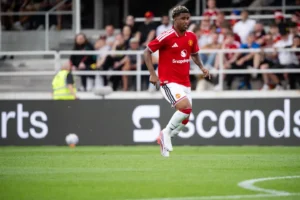 Andrey Santos in action for Manchester United during pre-season