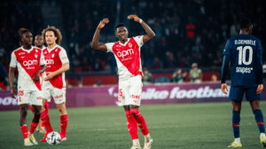 Lamine Camara acknowledging fans after game against Paris Saint-Germain