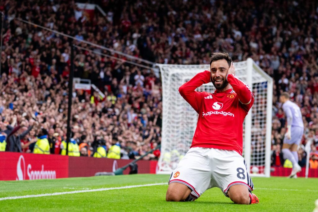 Bruno Fernandes celebrating goal for Manchester United
