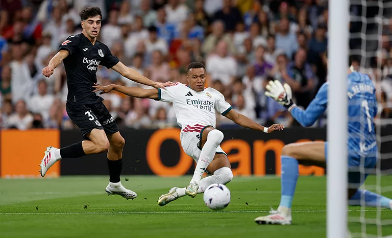 Kylian Mbappe scoring for Real Madrid