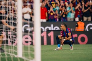 Raphinha celebrating goal for Barcelona