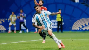 Cristian Romeo celebrating goal for Argentina at the World Cup