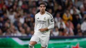 Raul Asencio in action for Real Madrid