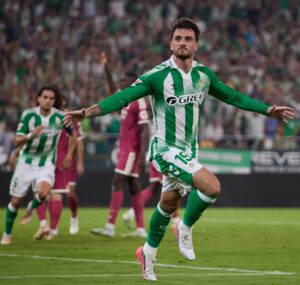 Troy Parrott celebrating goal for Real Betis