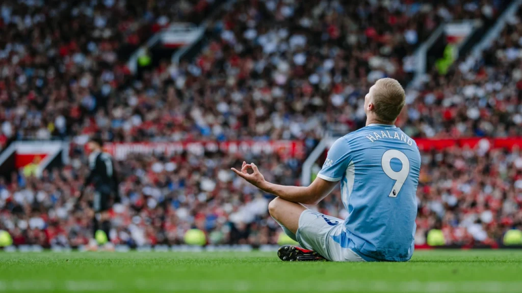 Erling Haaland celebrating a goal