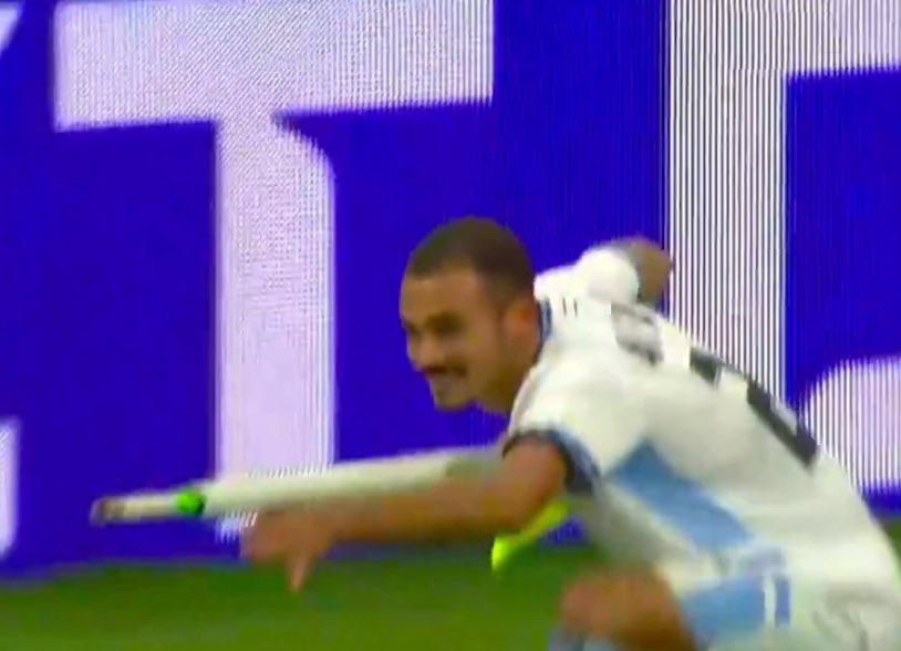 Israel forward Saied Abu Farchi celebrating with the corner flag