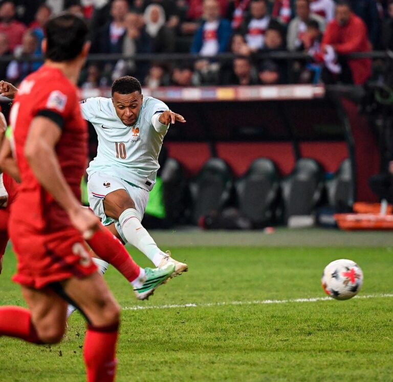 Kylian Mbappe scoring for France
