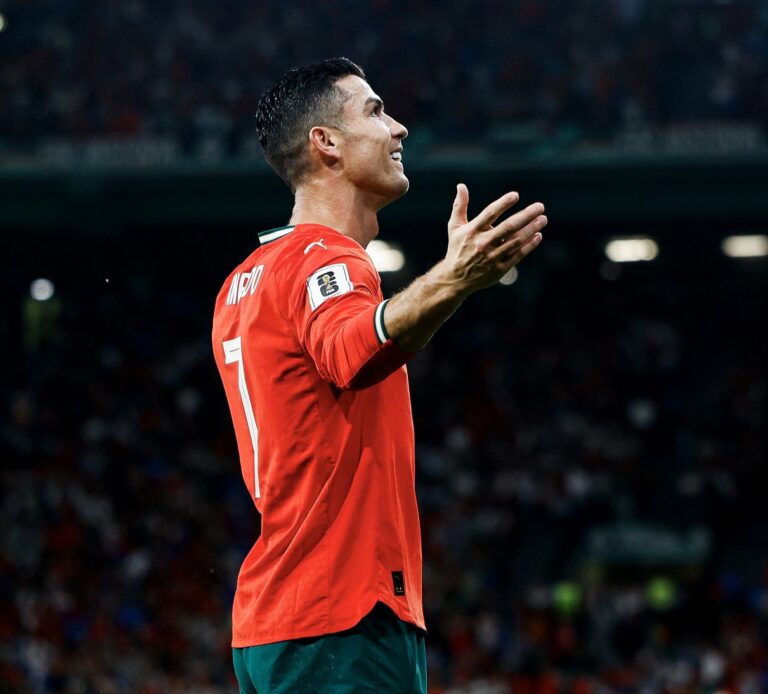 Cristiano Ronaldo celebrating a goal for Portugal
