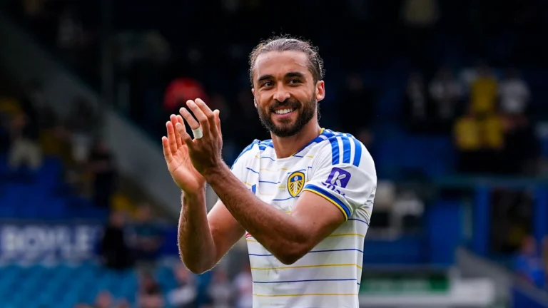 Dominic Calvert-Lewin applauding Leeds United fans at Elland Road