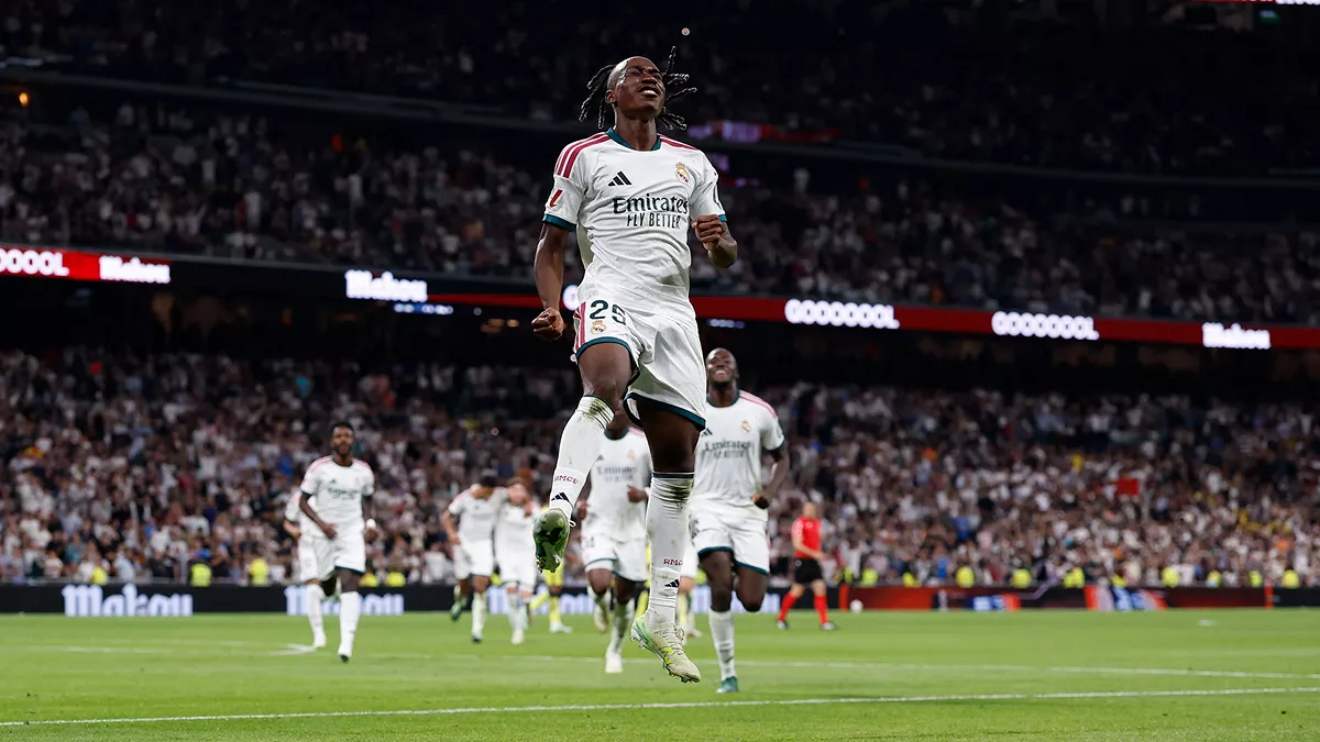 Yan Diomande celebrating goal for Real Madrid