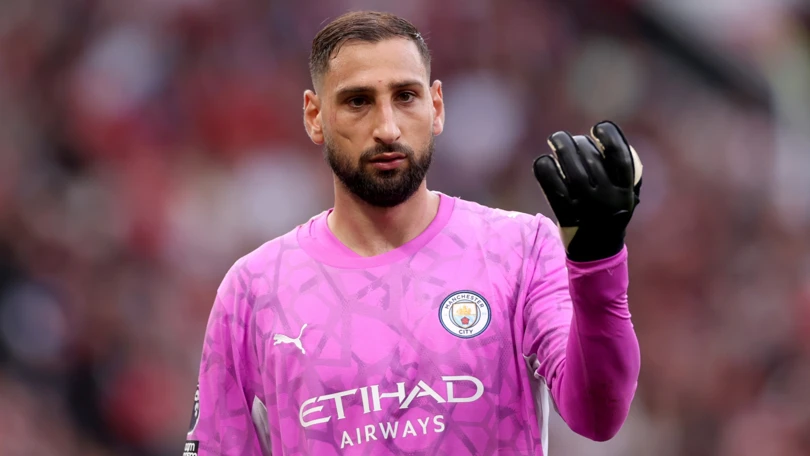 Manchester City's Gianluigi Donnarumma in action on the pitch