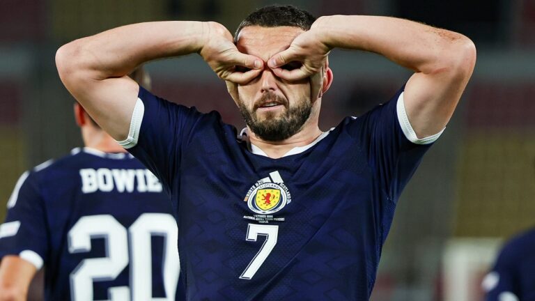 John McGinn celebrating goal for Scotland