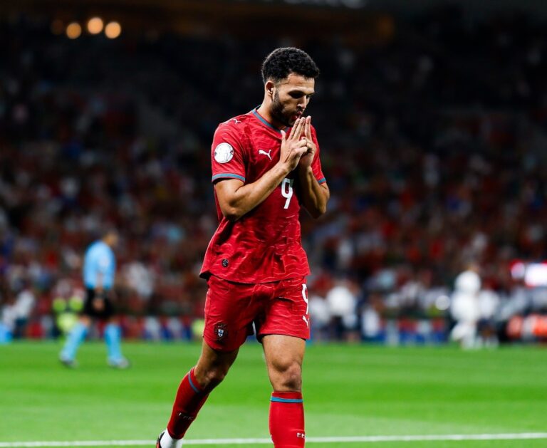 Goncalo Ramos celebrating goal for Portugal