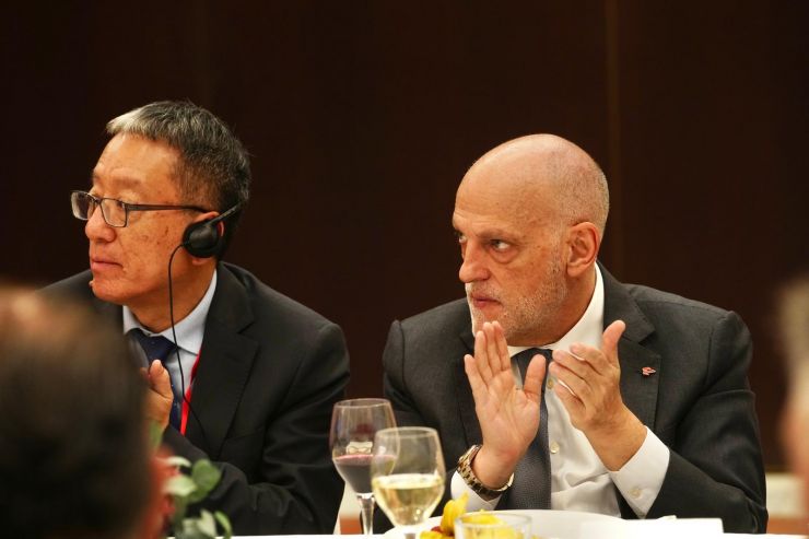 La Liga president Javier Tebas at a meeting