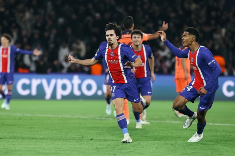 PSG's Vitinha celebrating goal