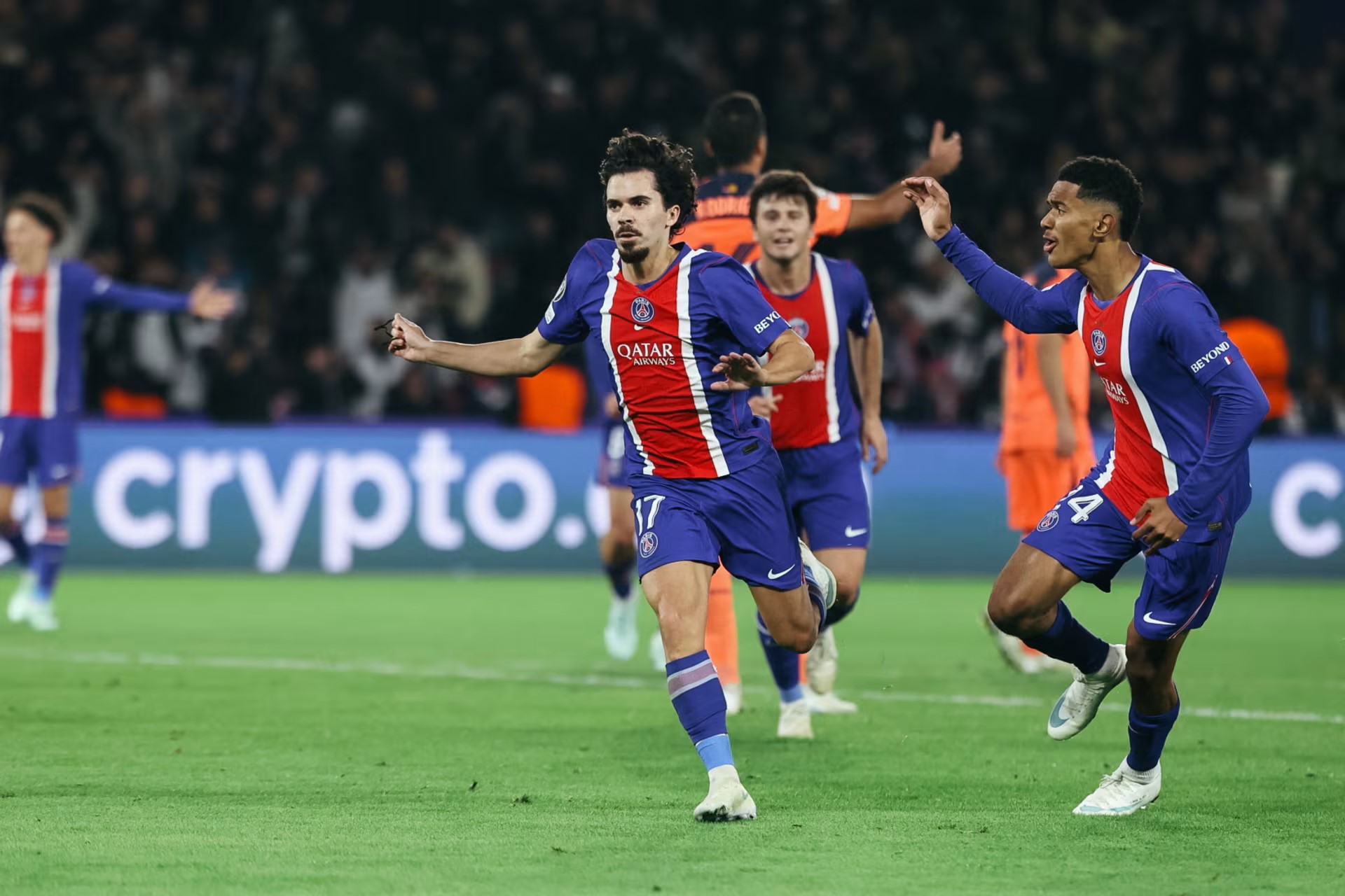 PSG's Vitinha celebrating goal